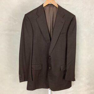 Ermenegildo Zegna Brown Blue PInstripe 15 Milmil Two Button Wool Blazer 42L